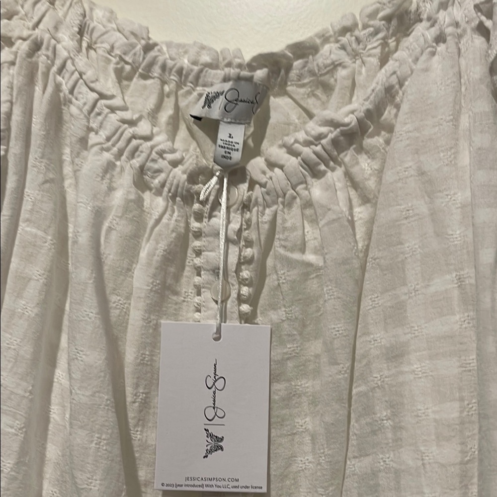 White Ruffled Women's Top - Picture 4 of 5